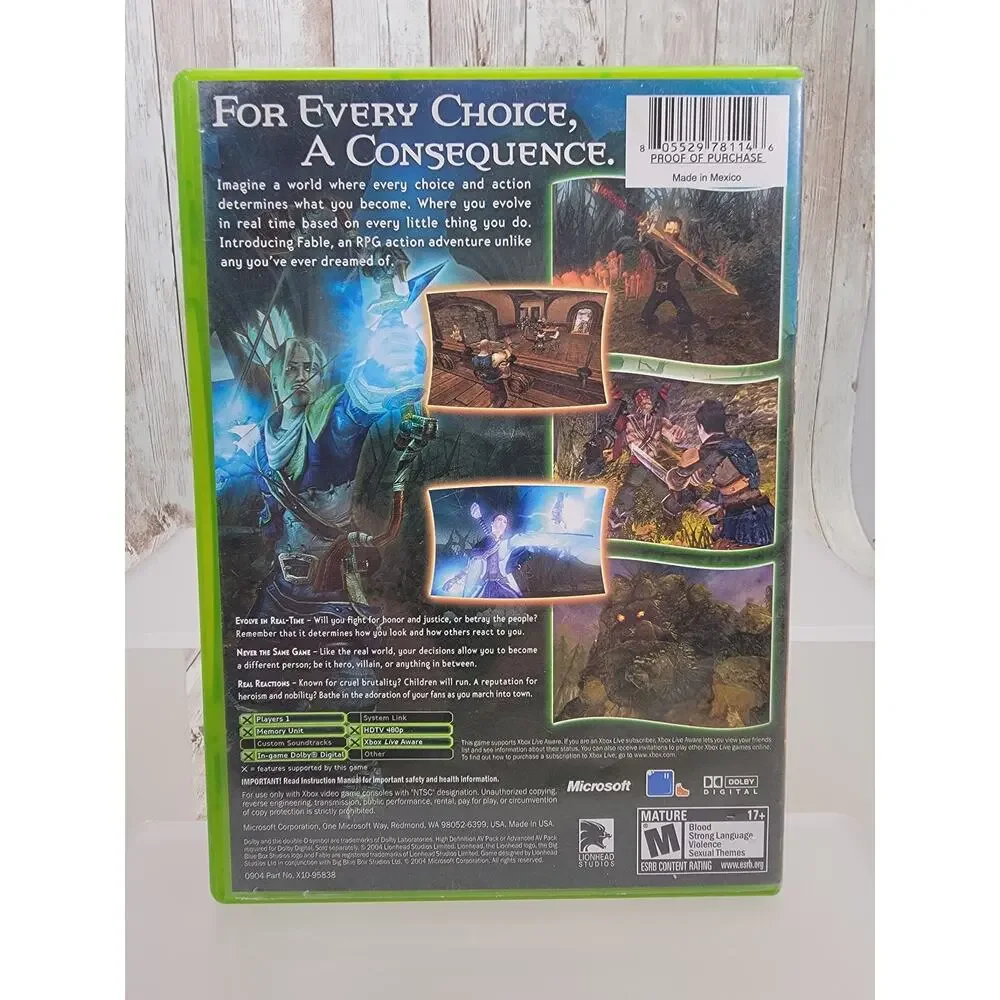 Fable (Microsoft Original Xbox) Complete w/ Manual Tested
